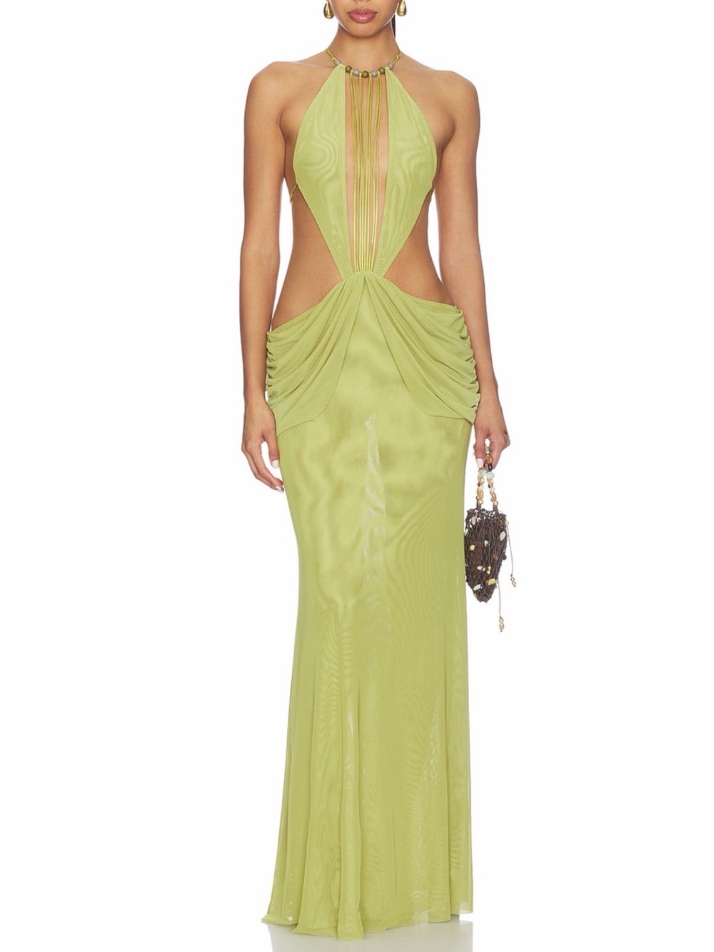 Sleeveless Cutout Maxi Jumpsuit in Lime Green